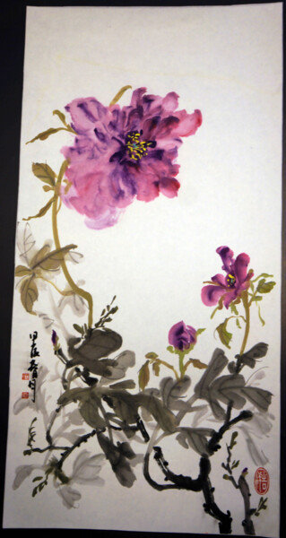 Painting titled "富贵吉祥牡丹" by Yan Zi007, Original Artwork, Ink