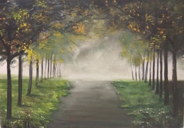 Картина под названием "Fog in the Park" - Chestuhina Yana, Подлинное произведение искусства, Масло