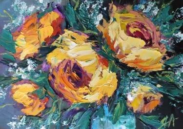 Painting titled "Small Floral Oil Pa…" by Yana Anemona, Original Artwork, Oil