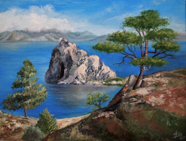 Painting titled "Landscape Original…" by Yana Anemona, Original Artwork, Oil Mounted on Wood Stretcher frame