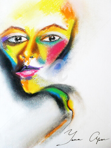 Drawing titled "Face Layout" by Yana Apon, Original Artwork, Chalk