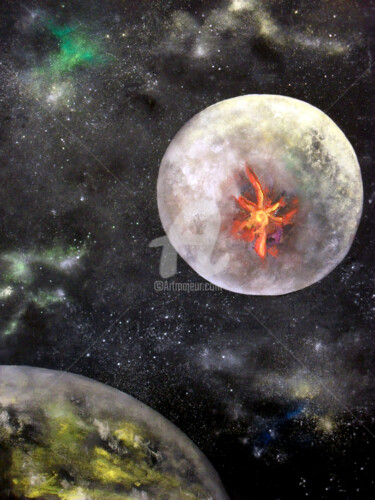 Painting titled "Pluto Nucleus" by Yana Apon, Original Artwork, Tempera