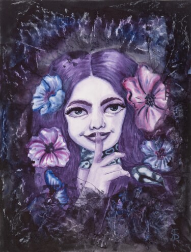 Malerei mit dem Titel "Female secret" von Yana Bila, Original-Kunstwerk, Aquarell