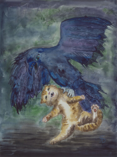 Malerei mit dem Titel "Fight" von Yana Bila, Original-Kunstwerk, Aquarell