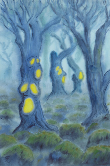 Painting titled "Singing Forest" by Yana Bila, Original Artwork, Watercolor