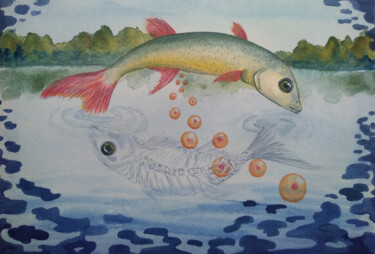 Painting titled "River of life" by Yana Bila, Original Artwork, Watercolor