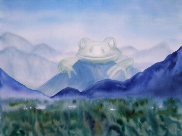 Malerei mit dem Titel "Mountain keeper" von Yana Bila, Original-Kunstwerk, Aquarell