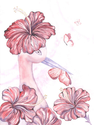 Painting titled "Butterfly Eater" by Yana Bila, Original Artwork, Watercolor