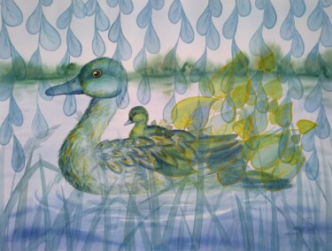 Peinture intitulée "Ducks" par Yana Bila, Œuvre d'art originale, Aquarelle