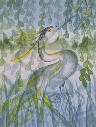 Pintura intitulada "The harmony of natu…" por Yana Bila, Obras de arte originais, Aquarela