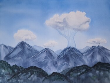 Painting titled "cloud forest" by Yana Bila, Original Artwork, Watercolor