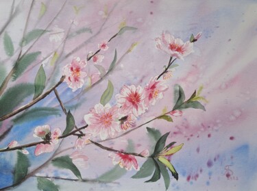 Painting titled "Breath of spring" by Yana Bila, Original Artwork, Watercolor
