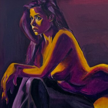 Schilderij getiteld "Purple" door Yana Bo, Origineel Kunstwerk, Olie