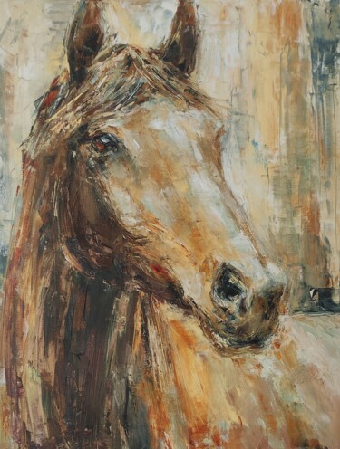 Painting titled ""HORSE"" by Yana Dulger, Original Artwork, Oil