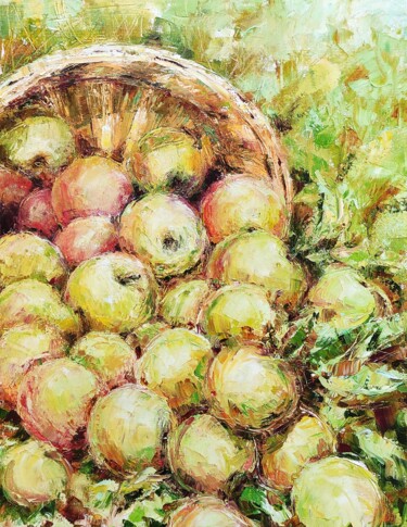 Malerei mit dem Titel "Apples in the garden" von Yana Dulger, Original-Kunstwerk, Öl