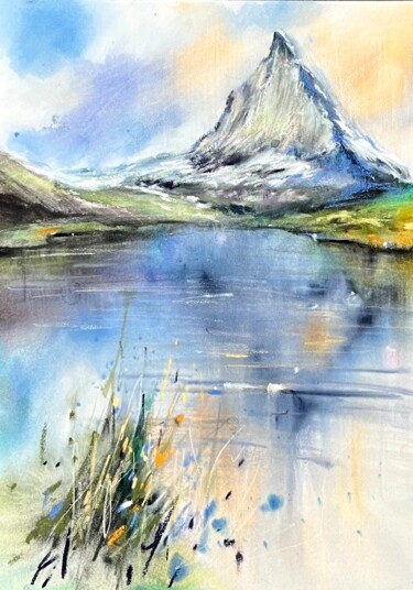 Painting titled "Matterhorn #2" by Yana Ivannikova, Original Artwork, Watercolor