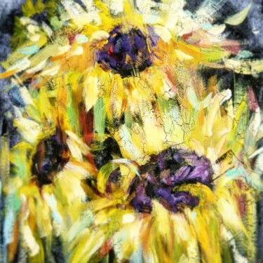 Painting titled "Sunflowers" by Yana Sol, Original Artwork, Oil
