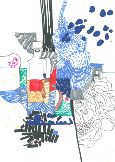 Zeichnungen mit dem Titel "Alcohol" von Yana Koretska, Original-Kunstwerk, Gel Stift