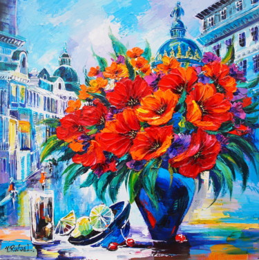 Painting titled "flowers. poppies" by Yana Rafael, Original Artwork, Acrylic