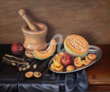 Painting titled "Aroma melon" by Yana Rikusha, Original Artwork, Oil