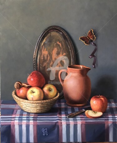 Malerei mit dem Titel "apple mood" von Yana Rikusha, Original-Kunstwerk, Öl