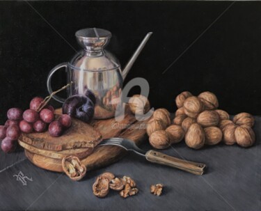 Schilderij getiteld "Crispy fruits" door Yana Rikusha, Origineel Kunstwerk, Olie