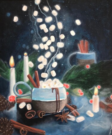 Pittura intitolato "Cioccolata calda. N…" da Yana Shcherban, Opera d'arte originale, Acrilico Montato su Telaio per barella…