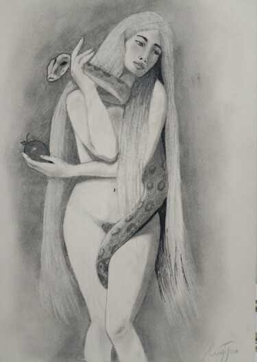 Drawing titled "Temptation" by Yana Sidorenko, Original Artwork, Pencil