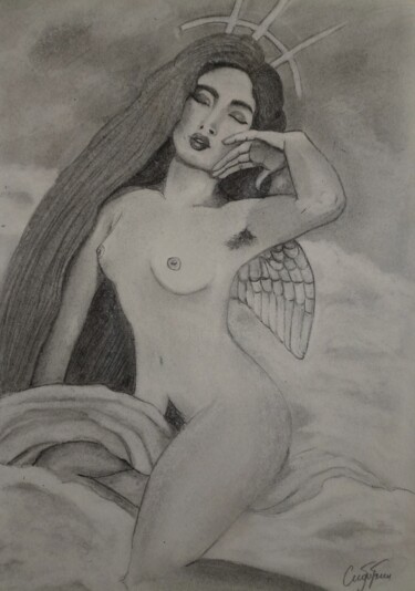 Drawing titled "Heavenly creature" by Yana Sidorenko, Original Artwork, Pencil