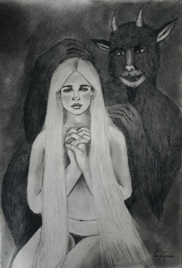 Drawing titled "Bad influence" by Yana Sidorenko, Original Artwork, Pencil