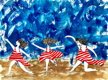 Disegno intitolato "Dancers by the sea" da Yana Sviatkina, Opera d'arte originale, Stampa digitale