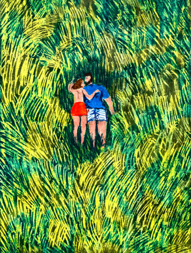 Drawing titled "Grass" by Yana Sviatkina, Original Artwork, Digital Print