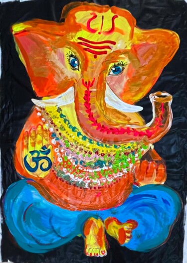 Schilderij getiteld "Ganesha" door Yana Yank, Origineel Kunstwerk, Acryl