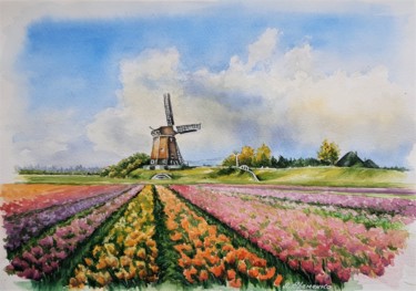 Картина под названием ""Голландский пейзаж"" - Yana Yeremenko, Подлинное произведение искусства, Акварель