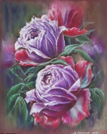 Drawing titled ""Roses violettes"|"…" by Yana Yeremenko, Original Artwork, Pastel