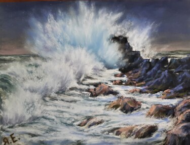 Dessin intitulée ""TEMPÊTE"/"Storm" p…" par Yana Yeremenko, Œuvre d'art originale, Pastel