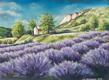 Zeichnungen mit dem Titel ""Provence" landscap…" von Yana Yeremenko, Original-Kunstwerk, Pastell