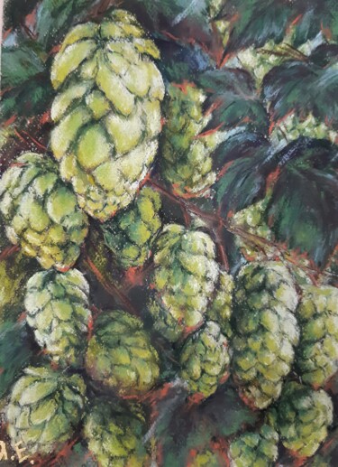 Drawing titled "" HOUBLON SAUVAGE "…" by Yana Yeremenko, Original Artwork, Pastel