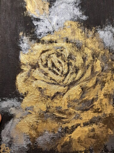Pittura intitolato ""ROSE D'OR"/"GOLDEN…" da Yana Yeremenko, Opera d'arte originale, Acrilico
