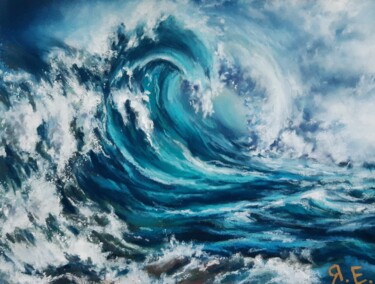 Dessin intitulée ""WAVE"/"STORM-2" "V…" par Yana Yeremenko, Œuvre d'art originale, Pastel