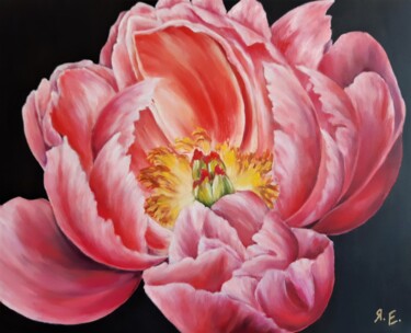 Картина под названием ""PIVOINE ROSE"/"PIN…" - Yana Yeremenko, Подлинное произведение искусства, Масло Установлен на Деревян…