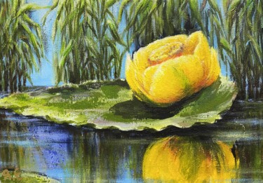 Painting titled "“Yellow water lily”…" by Yana Yeremenko, Original Artwork, Acrylic