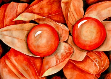 Pittura intitolato "Red ripe physalis" da Yana Yushkova, Opera d'arte originale, Acquarello