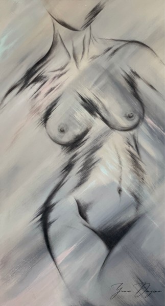 Картина под названием "woman nu. № 2" - Yana Dengina, Подлинное произведение искусства, Древесный уголь Установлен на Деревя…