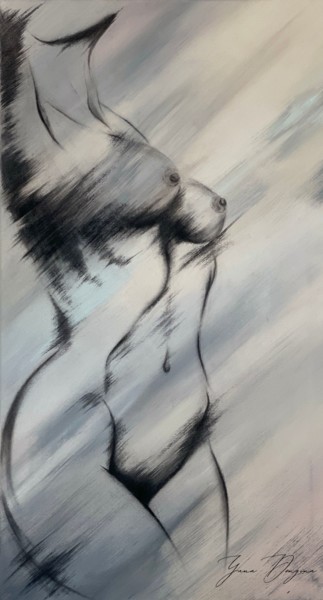 Картина под названием "woman nu. № 1" - Yana Dengina, Подлинное произведение искусства, Древесный уголь Установлен на Деревя…