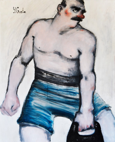 Painting titled "WEIGHTLIFTER" by Yana Medow, Original Artwork, Acrylic