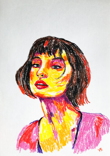 Drawing titled "La femme parisiene" by Yana Shapoval, Original Artwork, Pastel