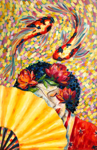 Malerei mit dem Titel "Geisha’s dream" von Yana Shapoval, Original-Kunstwerk, Öl