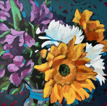 Картина под названием "Sunflowers" - Yana Shapoval, Подлинное произведение искусства, Акрил