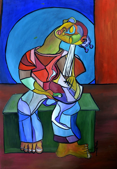 Painting titled "Violoniste" by Yanka, Original Artwork, Gouache